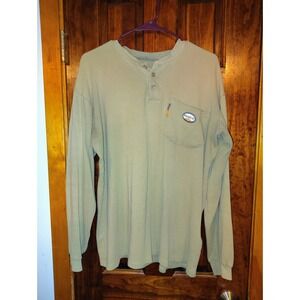 RASCO FR Flame Resistant Khaki Henley Long Sleeve Work Shirt Men's L